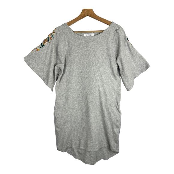 Lowrys Farm Womens size Medium Cotton Fleece Embroidered Jersey Shirt Dress Gray - Picture 1 of 11